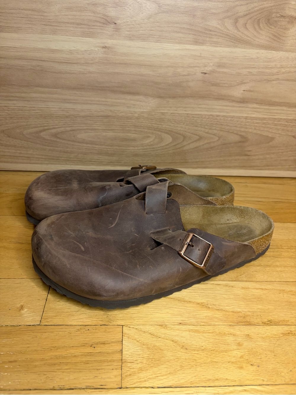 Birkenstock Boston Brown Leather Soft Footbed Clogs - Size 44